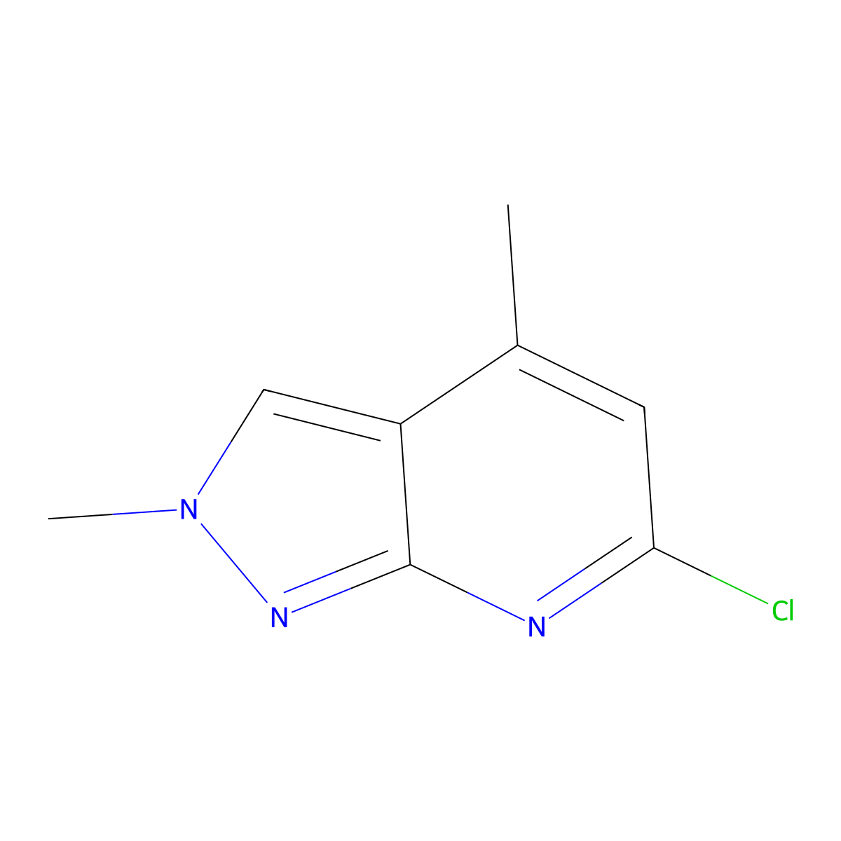 6-chloro-2,4-dimethyl-2H-pyrazolo[3,4-b]pyridine molecular structure, CAS 63725-54-2