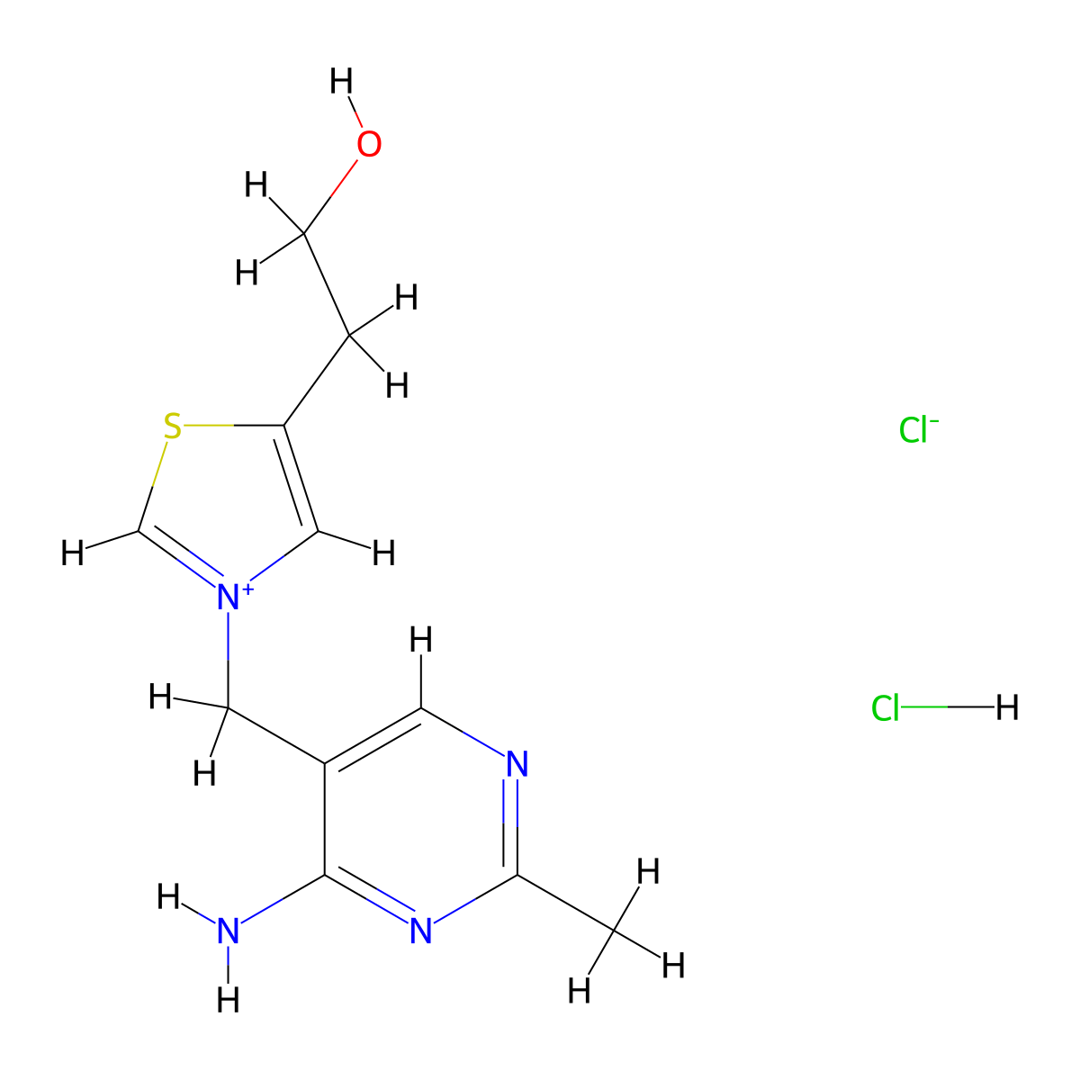 3-[(4-Amino-2-methylpyrimidin-5-yl)methyl]-5-(2-hydroxyethyl)-1,3-thiazol-3-ium chloride hydrochloride molecular structure, CAS 63725-86-0