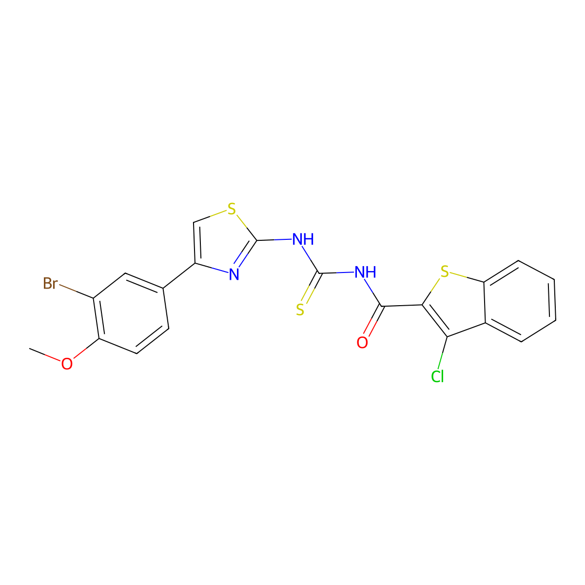 N-[[4-(3-bromo-4-methoxyphenyl)-1,3-thiazol-2-yl]carbamothioyl]-3-chloro-1-benzothiophene-2-carboxamide molecular structure, CAS 637301-41-8