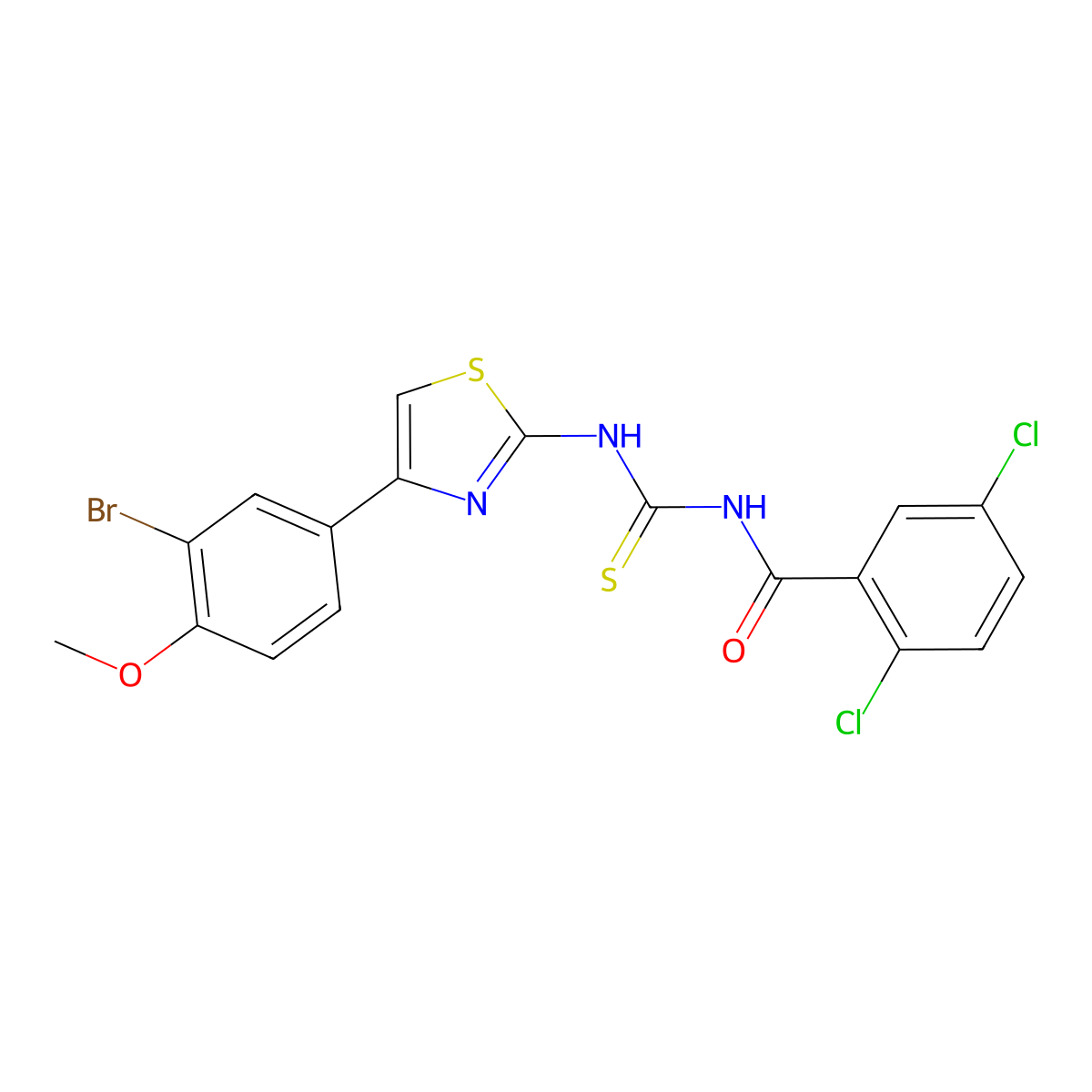 N-[[4-(3-bromo-4-methoxyphenyl)-1,3-thiazol-2-yl]carbamothioyl]-2,5-dichlorobenzamide molecular structure, CAS 637301-62-3