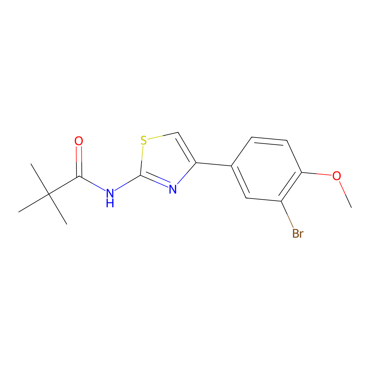 N-[4-(3-bromo-4-methoxyphenyl)-1,3-thiazol-2-yl]-2,2-dimethylpropanamide molecular structure, CAS 637301-95-2