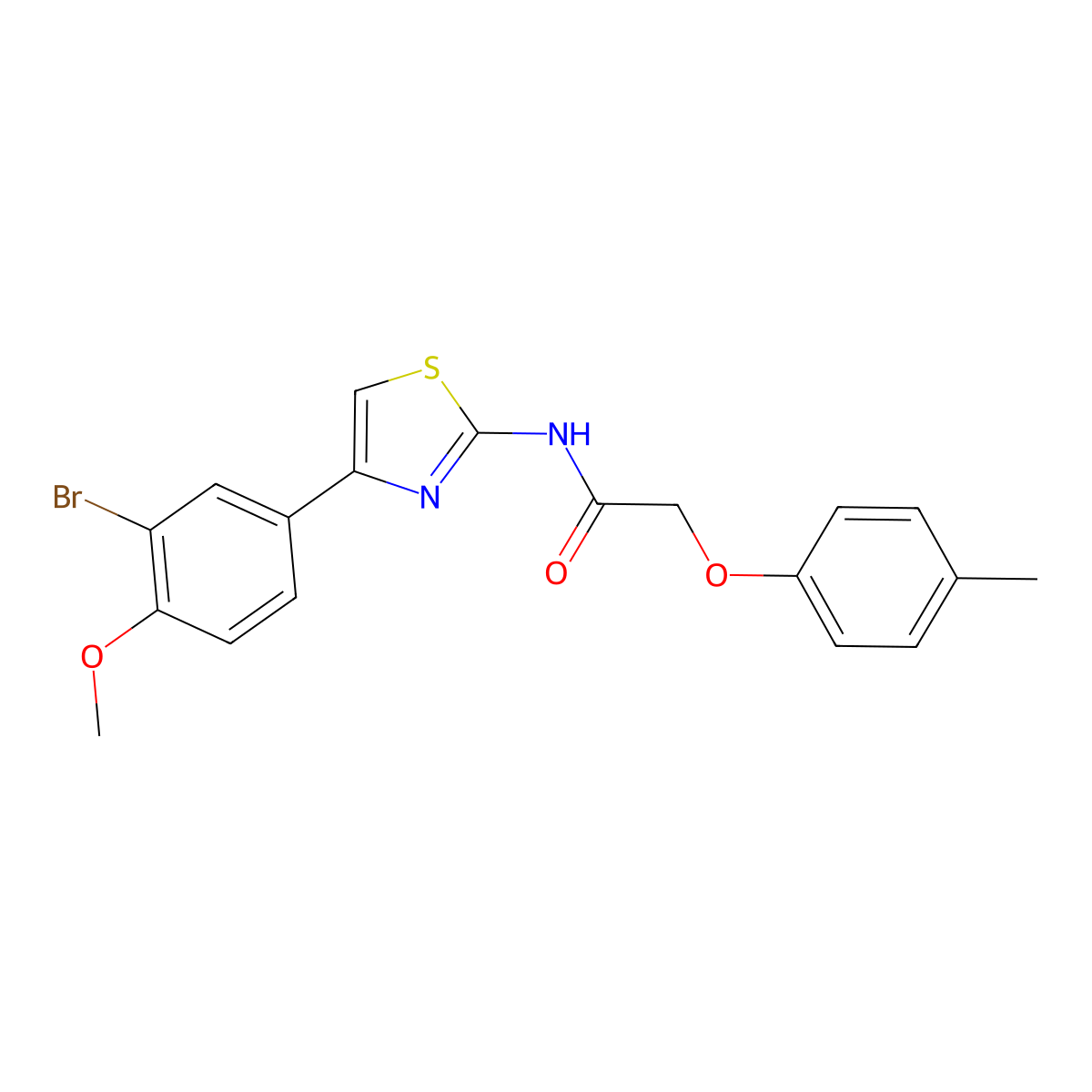N-[4-(3-bromo-4-methoxyphenyl)-1,3-thiazol-2-yl]-2-(4-methylphenoxy)acetamide molecular structure, CAS 637302-01-3