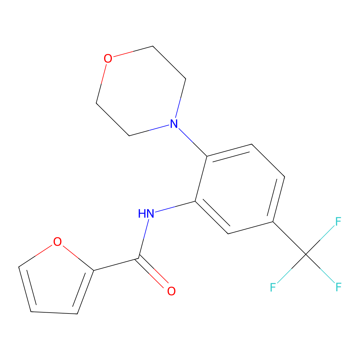 N-[2-morpholin-4-yl-5-(trifluoromethyl)phenyl]furan-2-carboxamide molecular structure, CAS 637302-14-8