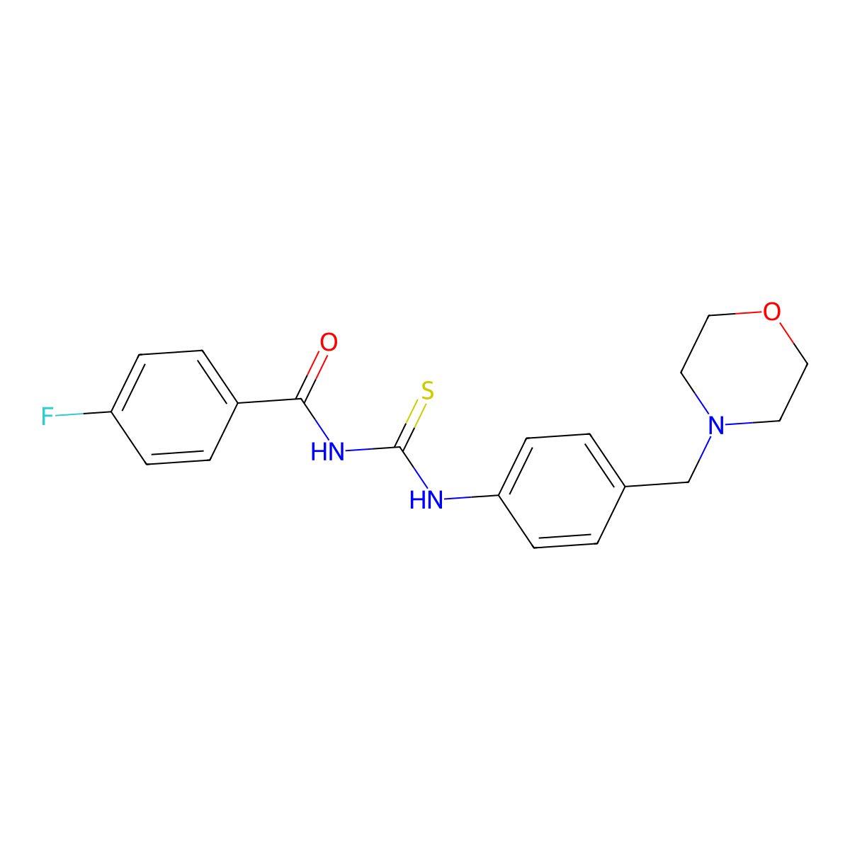 4-fluoro-N-[[4-(morpholin-4-ylmethyl)phenyl]carbamothioyl]benzamide molecular structure, CAS 637302-20-6