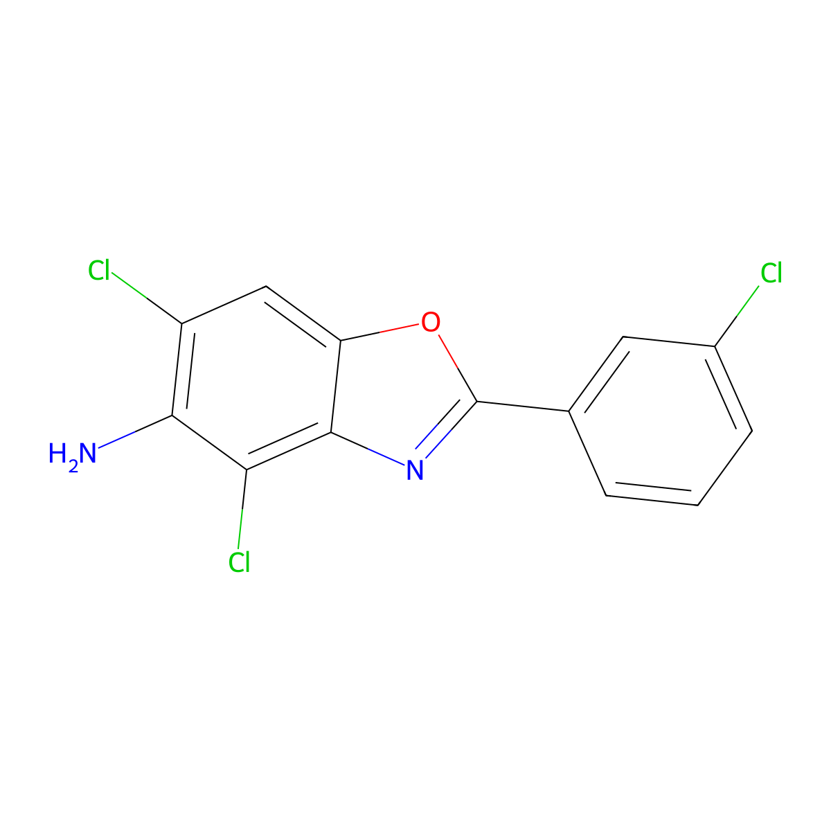 4,6-Dichloro-2-(3-chlorophenyl)-1,3-benzoxazol-5-amine molecular structure, CAS 637302-35-3