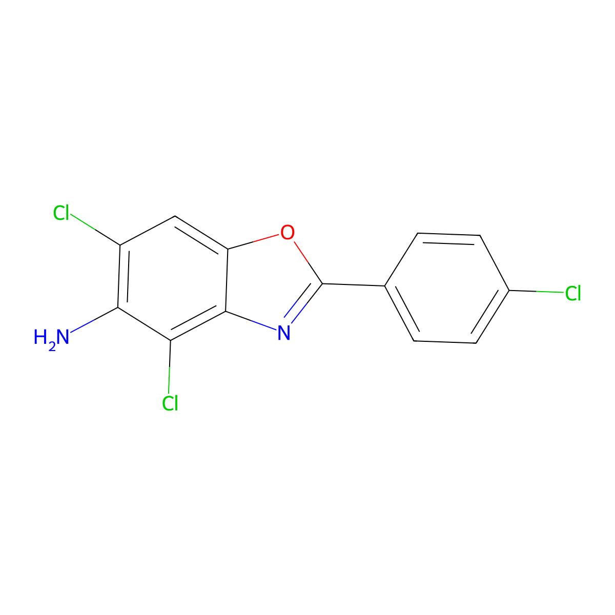 4,6-Dichloro-2-(4-chlorophenyl)-1,3-benzoxazol-5-amine molecular structure, CAS 637302-39-7