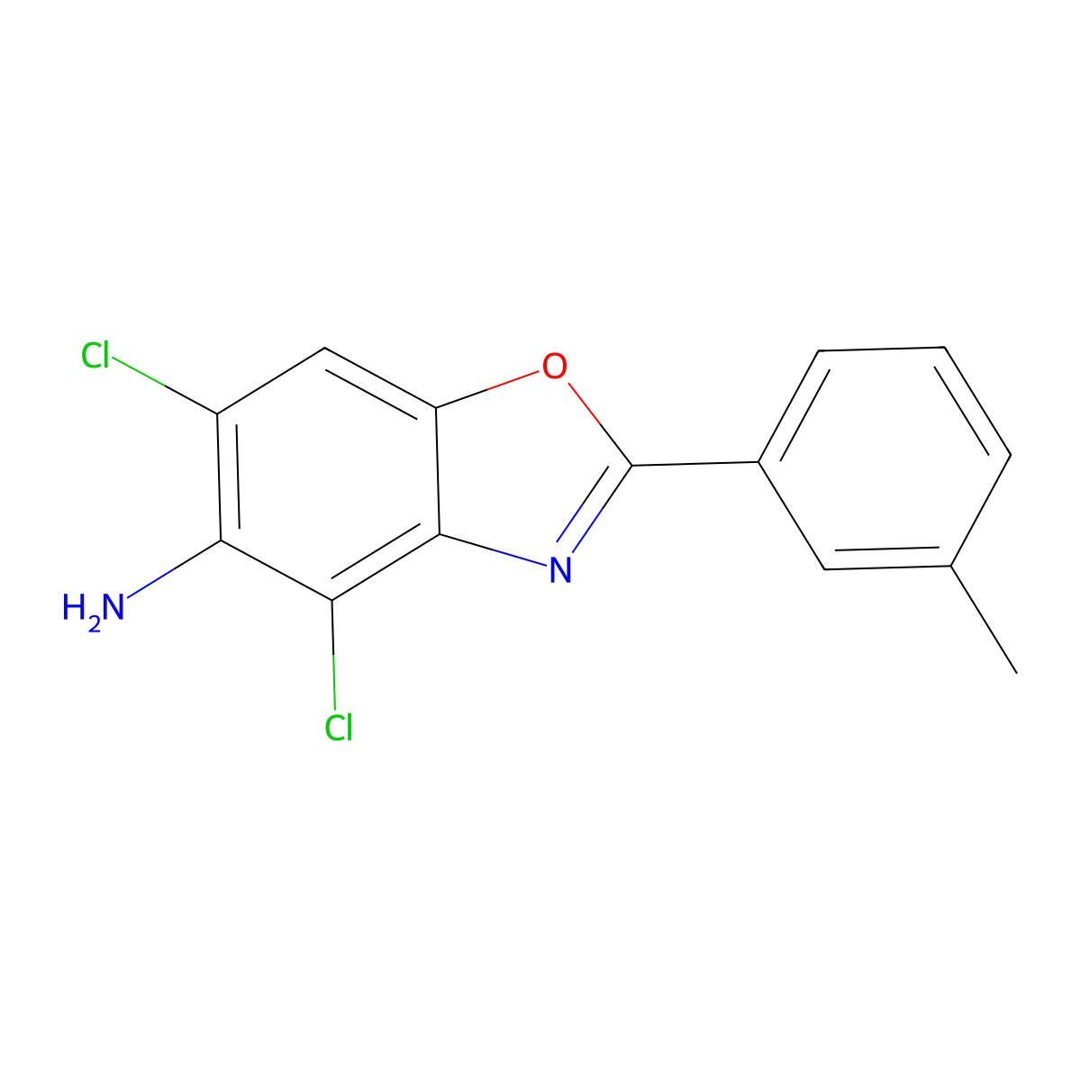 4,6-Dichloro-2-(3-methylphenyl)-1,3-benzoxazol-5-amine molecular structure, CAS 637302-43-3