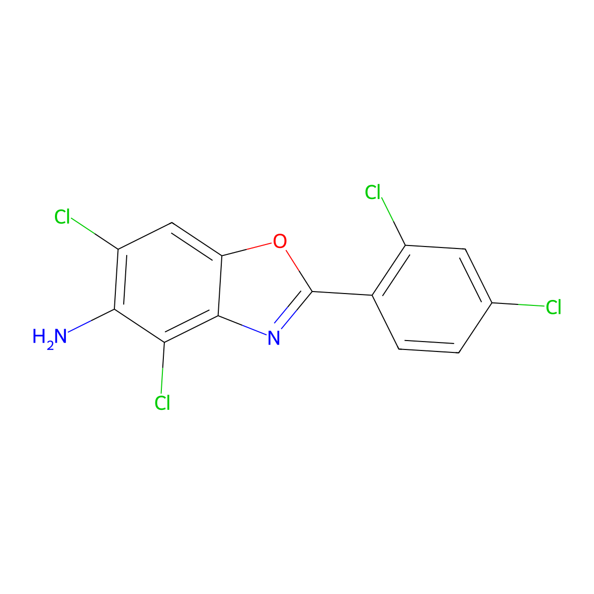 4,6-Dichloro-2-(2,4-dichlorophenyl)-1,3-benzoxazol-5-amine molecular structure, CAS 637302-61-5