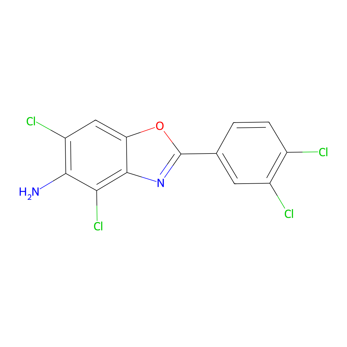 4,6-Dichloro-2-(3,4-dichlorophenyl)-1,3-benzoxazol-5-amine molecular structure, CAS 637302-63-7