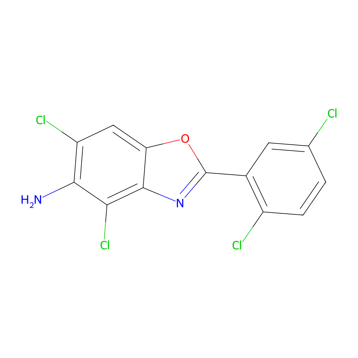 4,6-Dichloro-2-(2,5-dichlorophenyl)-1,3-benzoxazol-5-amine molecular structure, CAS 637302-64-8