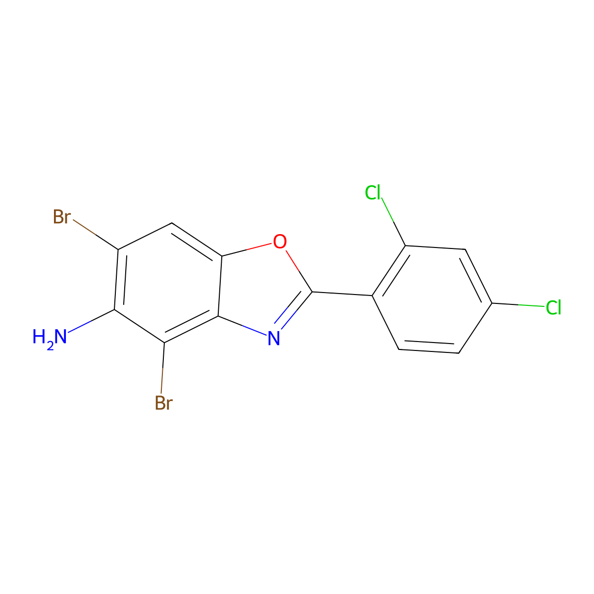 4,6-Dibromo-2-(2,4-dichlorophenyl)-1,3-benzoxazol-5-amine molecular structure, CAS 637302-80-8
