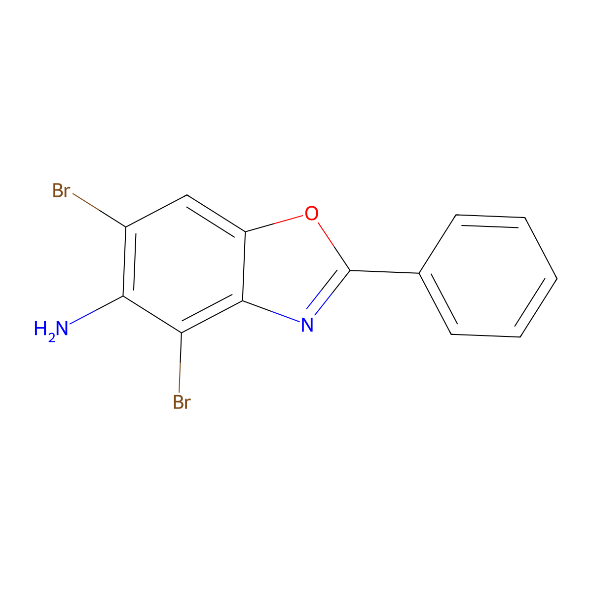 4,6-Dibromo-2-phenyl-1,3-benzoxazol-5-amine molecular structure, CAS 637302-85-3