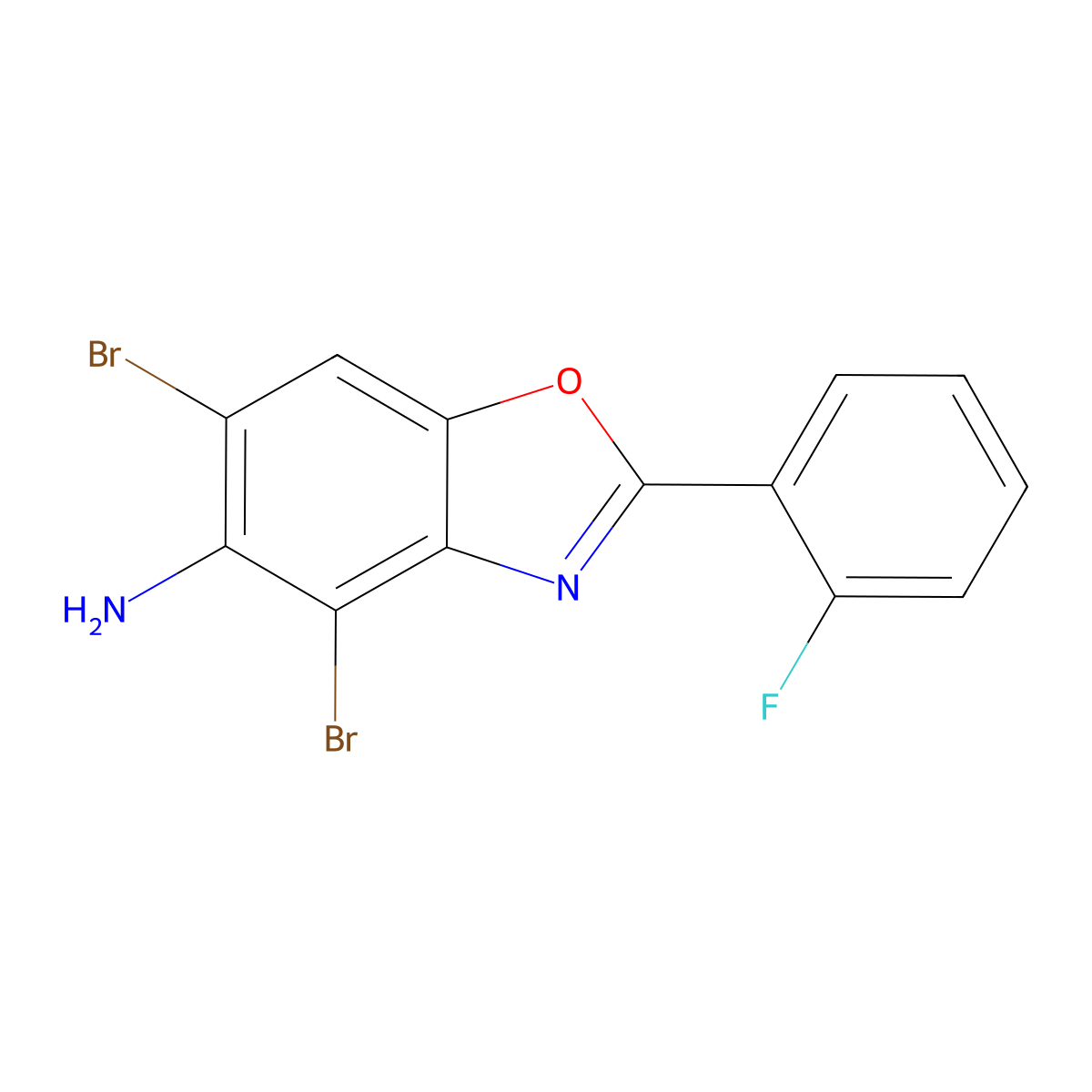 4,6-Dibromo-2-(2-fluorophenyl)-1,3-benzoxazol-5-amine molecular structure, CAS 637302-86-4
