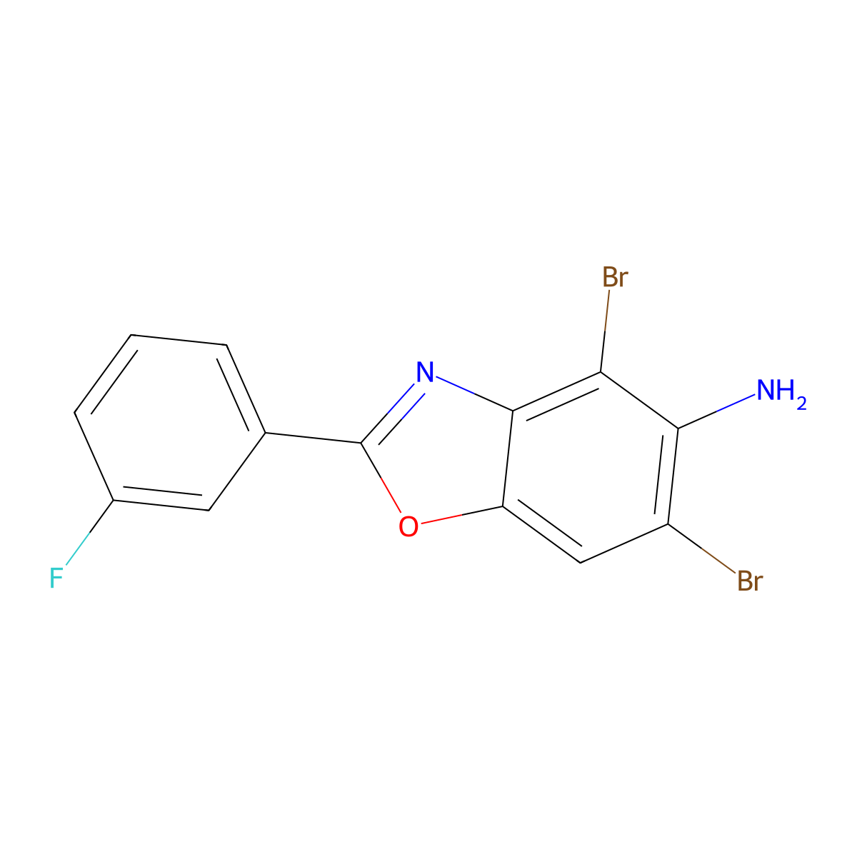 4,6-Dibromo-2-(3-fluorophenyl)-1,3-benzoxazol-5-amine molecular structure, CAS 637302-87-5
