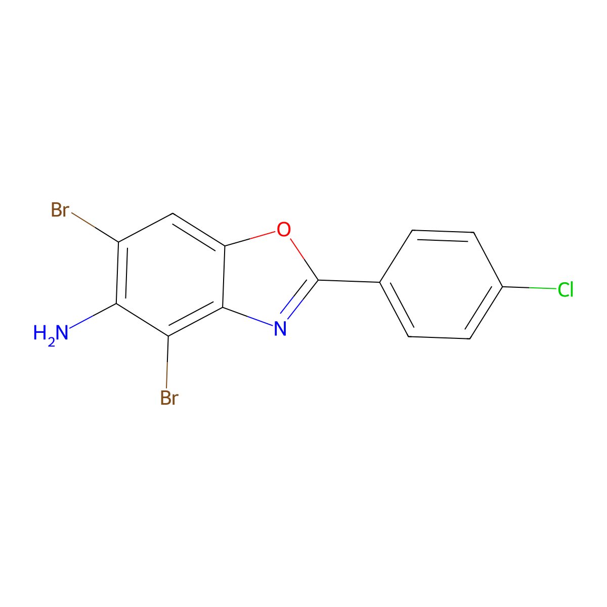 4,6-Dibromo-2-(4-chlorophenyl)-1,3-benzoxazol-5-amine molecular structure, CAS 637302-90-0