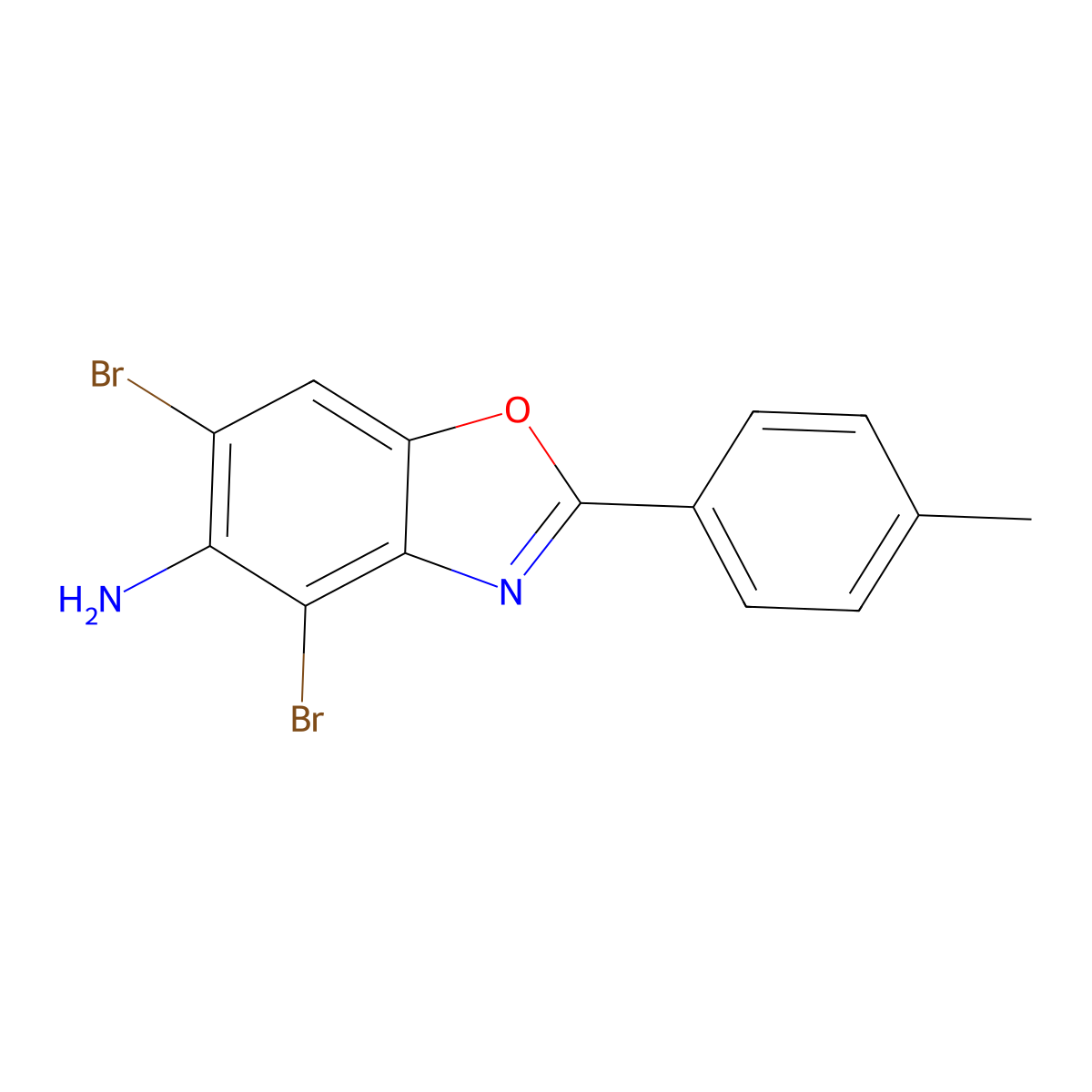 4,6-Dibromo-2-(4-methylphenyl)-1,3-benzoxazol-5-amine molecular structure, CAS 637302-95-5
