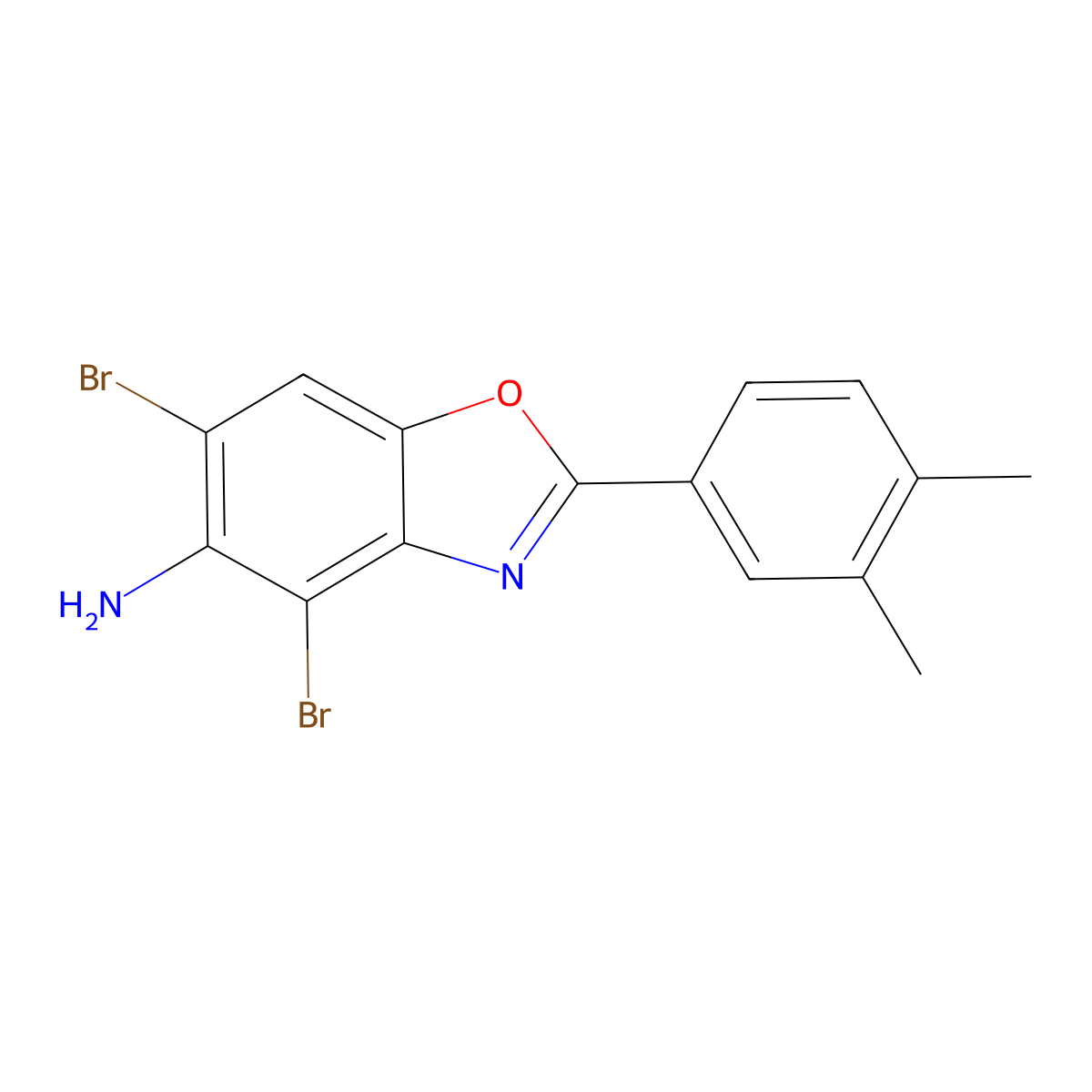 4,6-Dibromo-2-(3,4-dimethylphenyl)-1,3-benzoxazol-5-amine molecular structure, CAS 637302-96-6