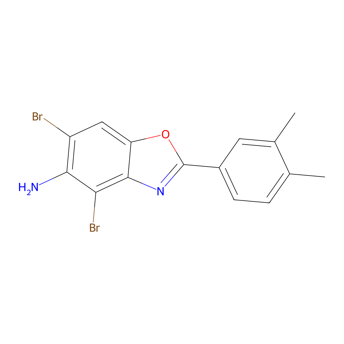 4,6-Dibromo-2-(3,4-dimethylphenyl)-1,3-benzoxazol-5-amine molecular structure, CAS 637302-96-6