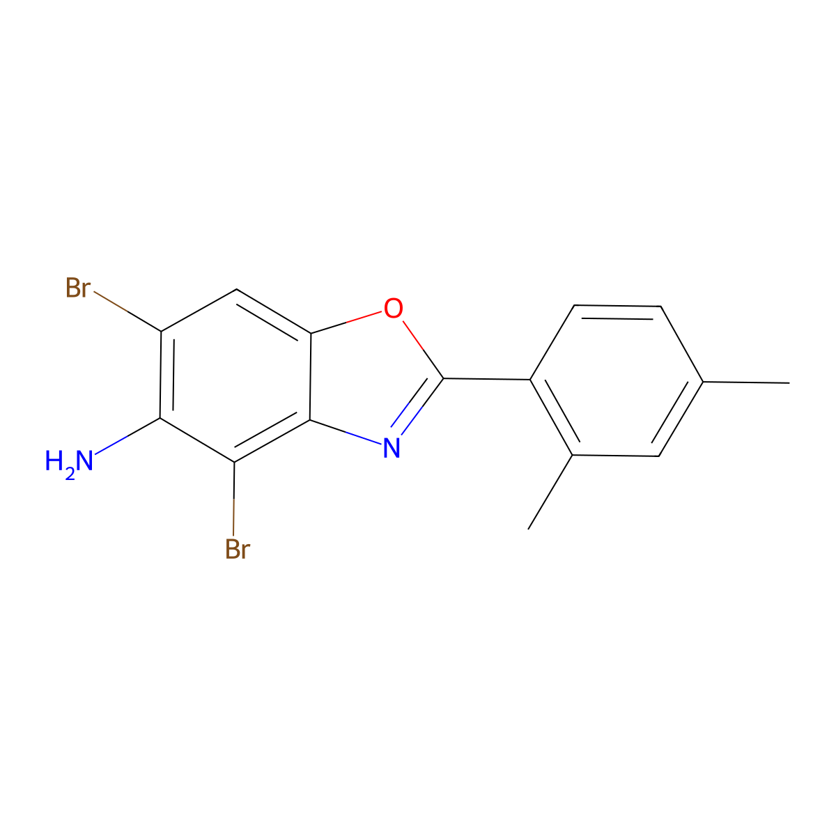 4,6-Dibromo-2-(2,4-dimethylphenyl)-1,3-benzoxazol-5-amine molecular structure, CAS 637302-97-7