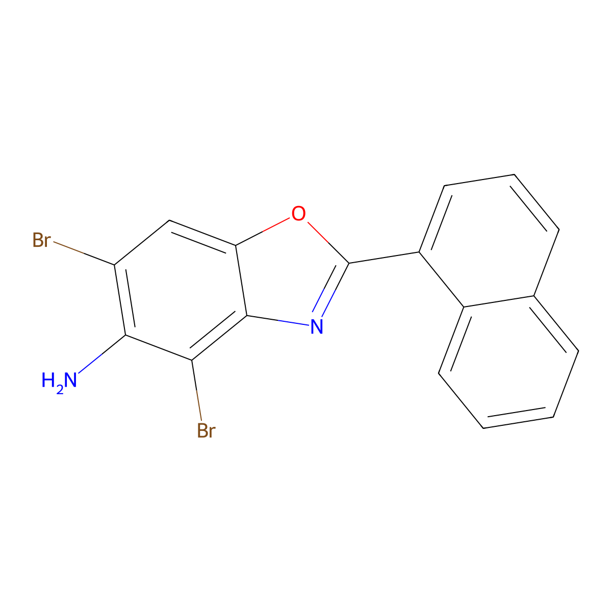 4,6-Dibromo-2-naphthalen-1-yl-1,3-benzoxazol-5-amine molecular structure, CAS 637303-02-7