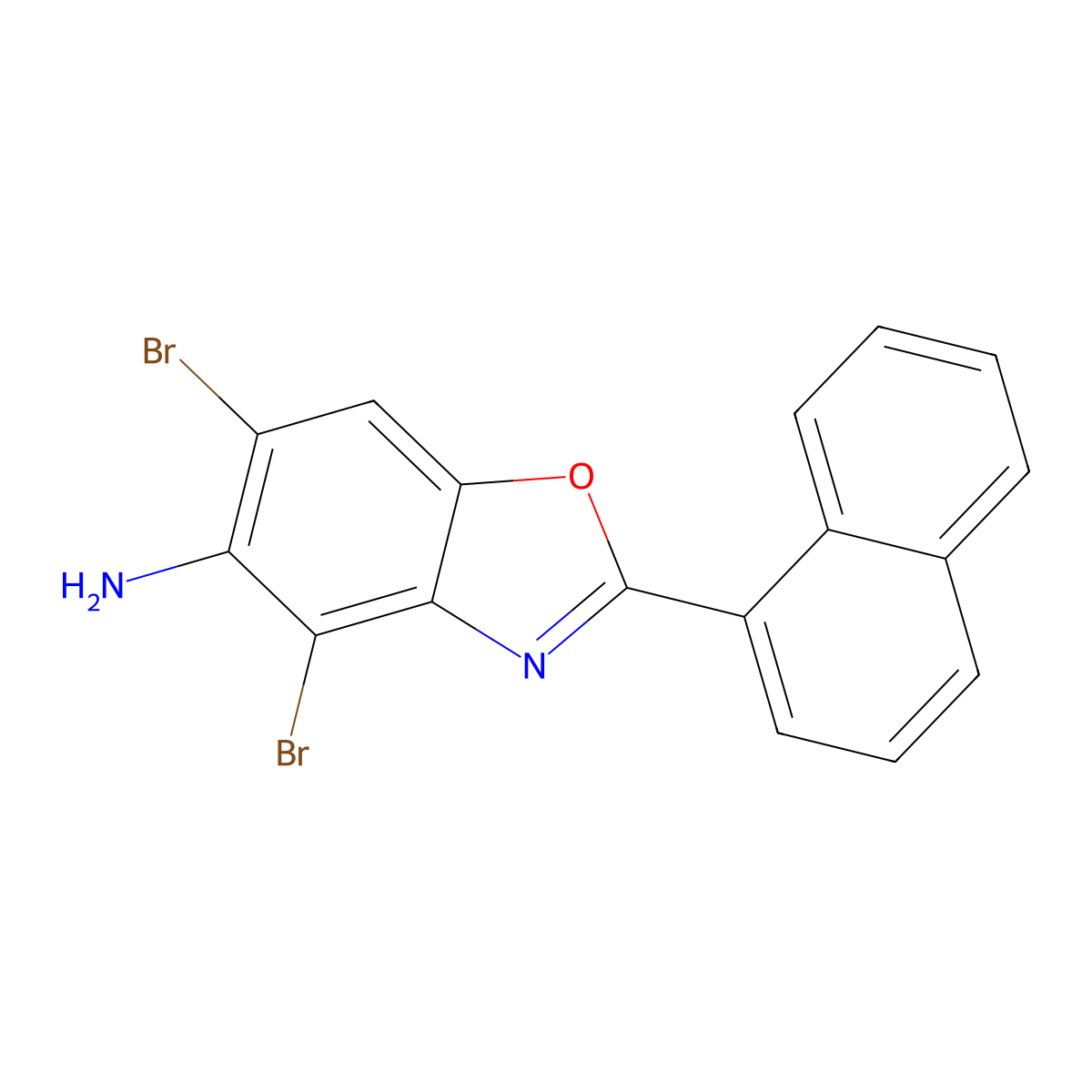 4,6-Dibromo-2-naphthalen-1-yl-1,3-benzoxazol-5-amine molecular structure, CAS 637303-02-7