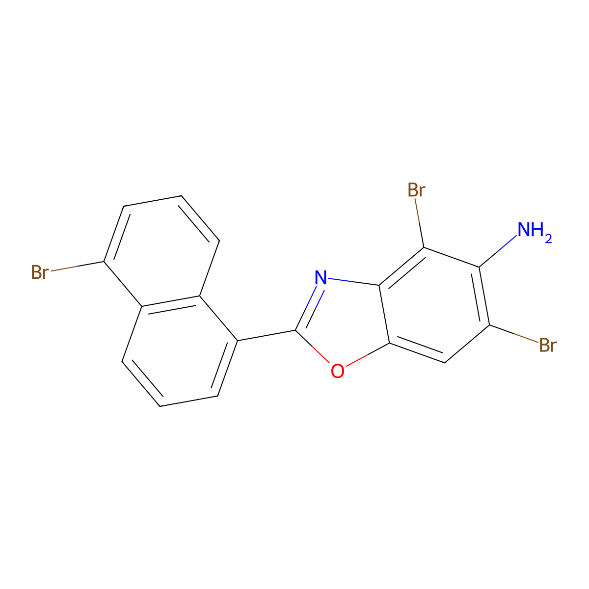 4,6-Dibromo-2-(5-bromonaphthalen-1-yl)-1,3-benzoxazol-5-amine molecular structure, CAS 637303-04-9