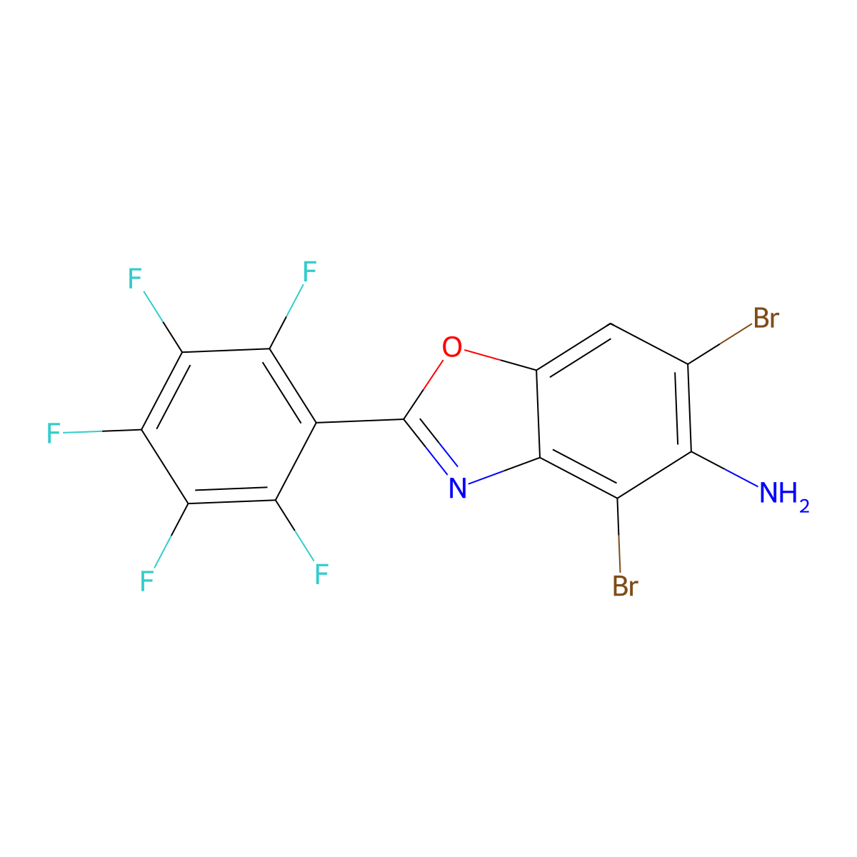4,6-Dibromo-2-(perfluorophenyl)benzo[d]oxazol-5-amine molecular structure, CAS 637303-10-7