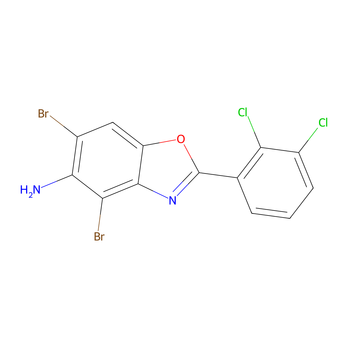 4,6-Dibromo-2-(2,3-dichlorophenyl)-1,3-benzoxazol-5-amine molecular structure, CAS 637303-12-9