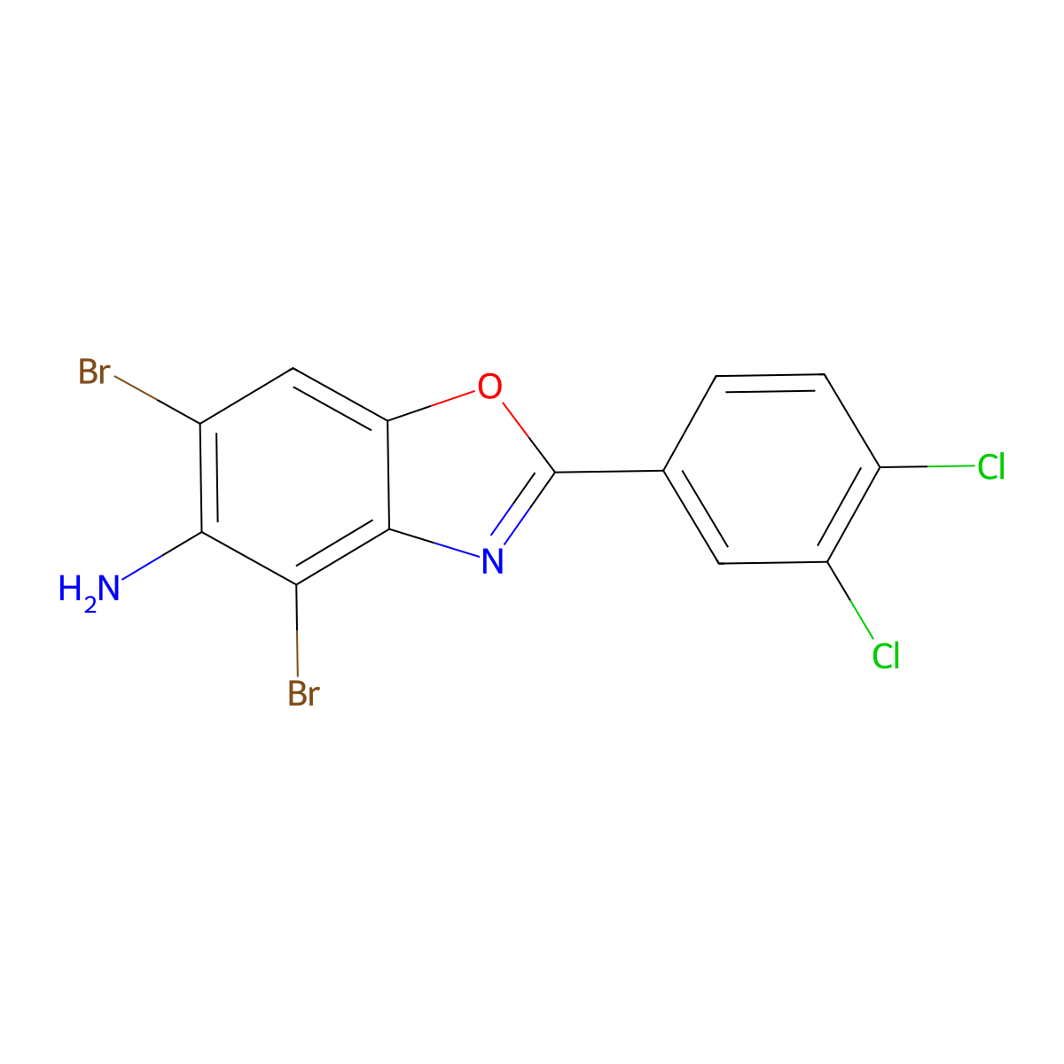 4,6-Dibromo-2-(3,4-dichlorophenyl)-1,3-benzoxazol-5-amine molecular structure, CAS 637303-13-0