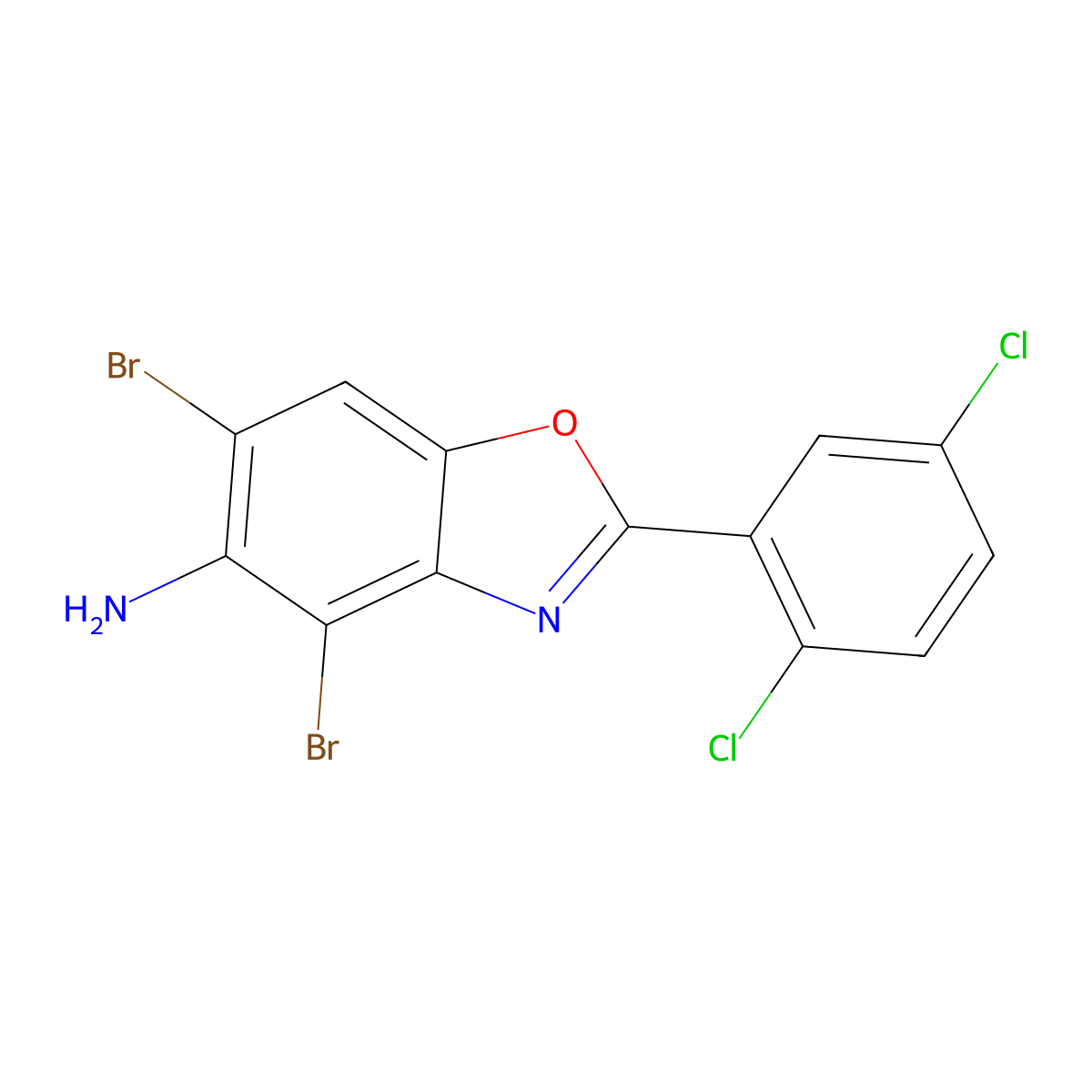 4,6-Dibromo-2-(2,5-dichlorophenyl)-1,3-benzoxazol-5-amine molecular structure, CAS 637303-14-1