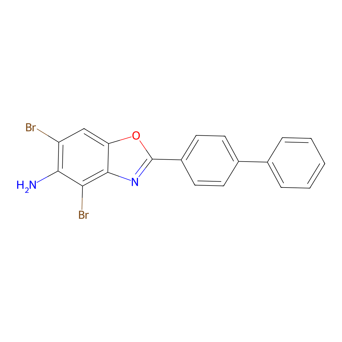 2-(Biphenyl-4-yl)-4,6-dibromo-1,3-benzoxazol-5-amine molecular structure, CAS 637303-19-6