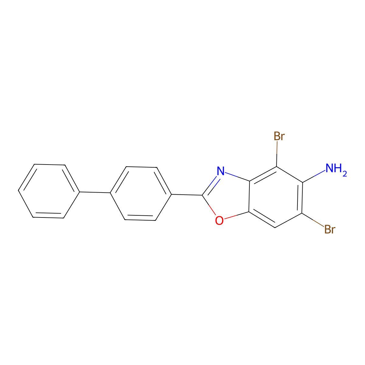 2-(Biphenyl-4-yl)-4,6-dibromo-1,3-benzoxazol-5-amine molecular structure, CAS 637303-19-6