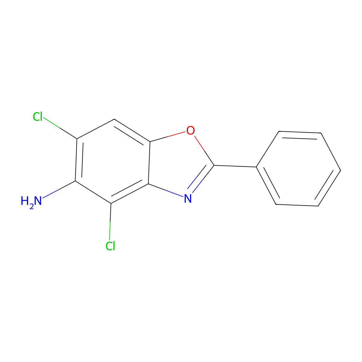 4,6-Dichloro-2-phenyl-1,3-benzoxazol-5-amine molecular structure, CAS 637303-20-9