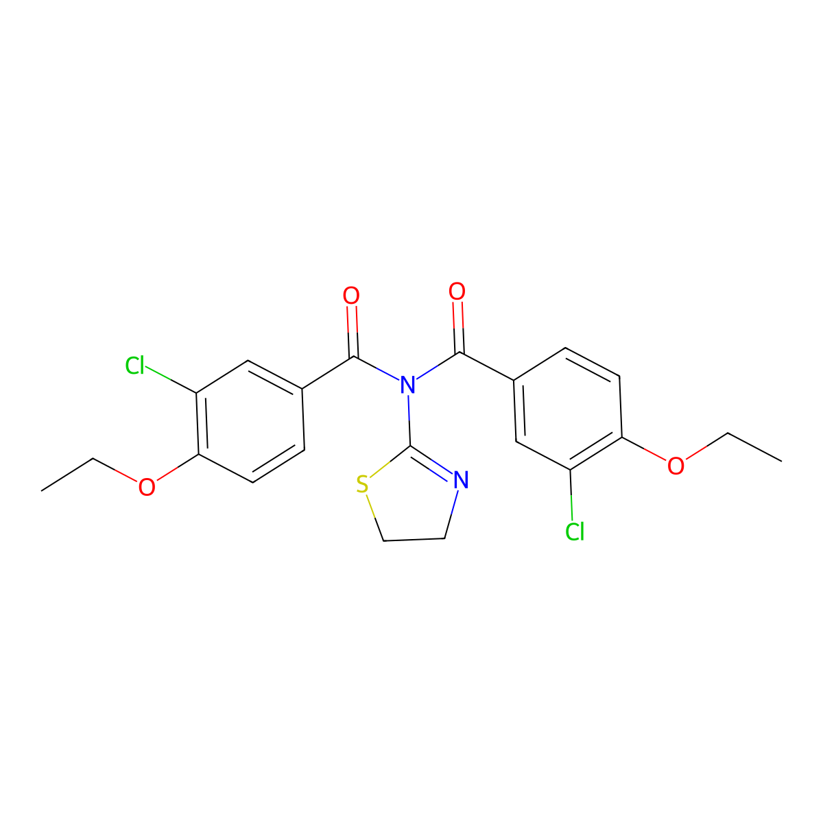 3-chloro-N-(3-chloro-4-ethoxybenzoyl)-N-(4,5-dihydro-1,3-thiazol-2-yl)-4-ethoxybenzamide molecular structure, CAS 637303-24-3