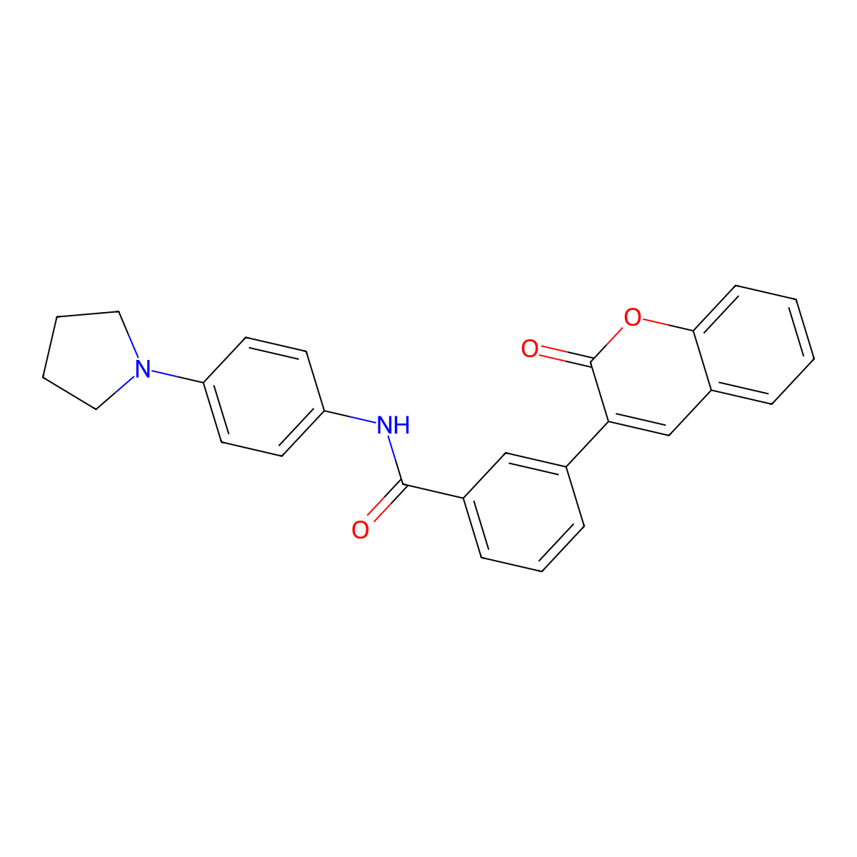 3-(2-oxochromen-3-yl)-N-(4-pyrrolidin-1-ylphenyl)benzamide molecular structure, CAS 637303-30-1
