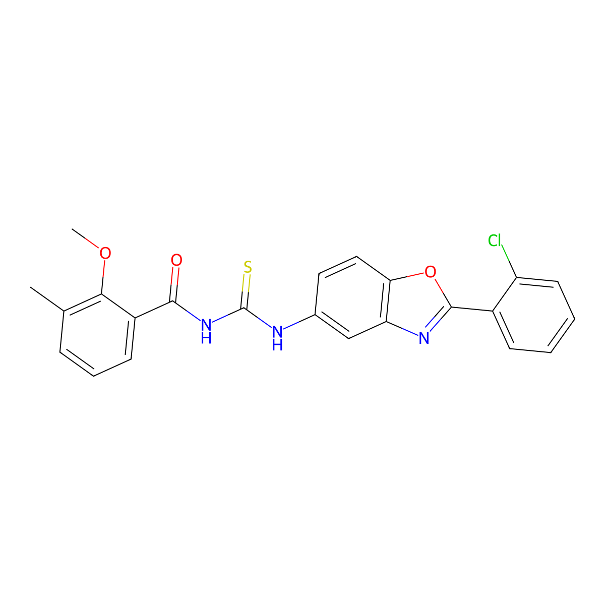 N-[[2-(2-chlorophenyl)-1,3-benzoxazol-5-yl]carbamothioyl]-2-methoxy-3-methylbenzamide molecular structure, CAS 637303-56-1