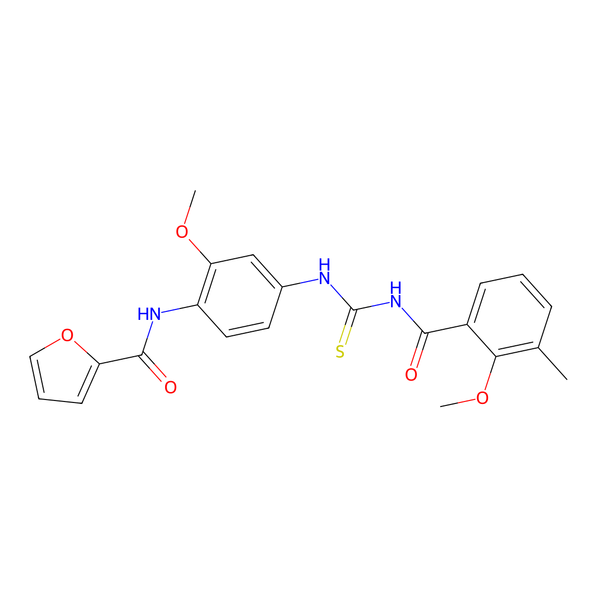 N-[2-methoxy-4-[(2-methoxy-3-methylbenzoyl)carbamothioylamino]phenyl]furan-2-carboxamide molecular structure, CAS 637303-92-5