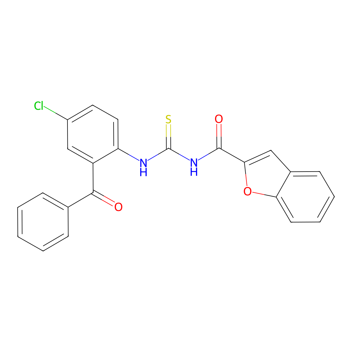 N-[(2-benzoyl-4-chlorophenyl)carbamothioyl]-1-benzofuran-2-carboxamide molecular structure, CAS 637304-13-3