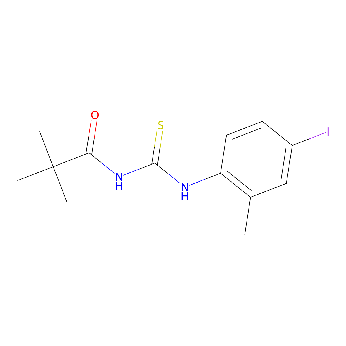N-[(4-iodo-2-methylphenyl)carbamothioyl]-2,2-dimethylpropanamide molecular structure, CAS 637304-32-6