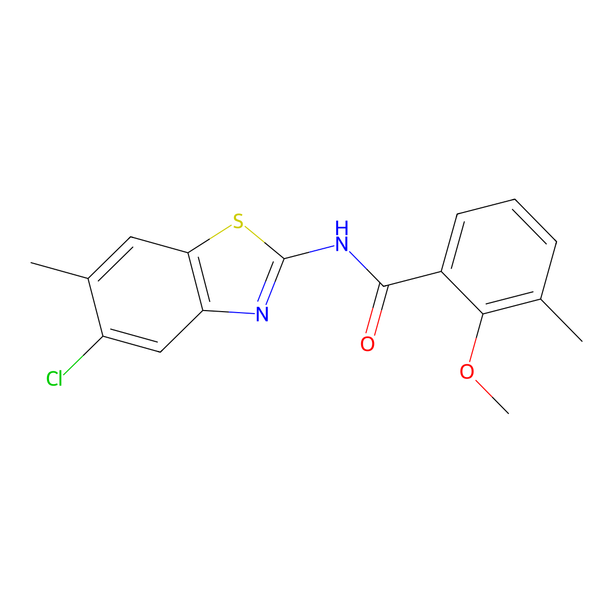 N-(5-chloro-6-methyl-1,3-benzothiazol-2-yl)-2-methoxy-3-methylbenzamide molecular structure, CAS 637309-97-8