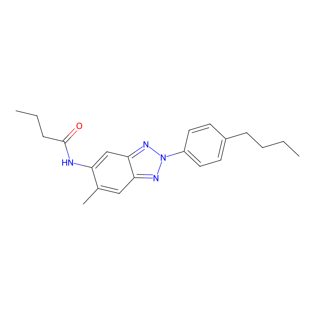 N-[2-(4-butylphenyl)-6-methyl-2H-1,2,3-benzotriazol-5-yl]butanamide molecular structure, CAS 637311-52-5