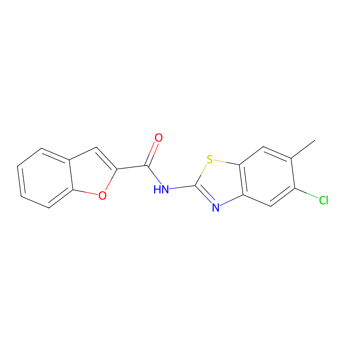 N-(5-chloro-6-methyl-1,3-benzothiazol-2-yl)-1-benzofuran-2-carboxamide molecular structure, CAS 637311-79-6