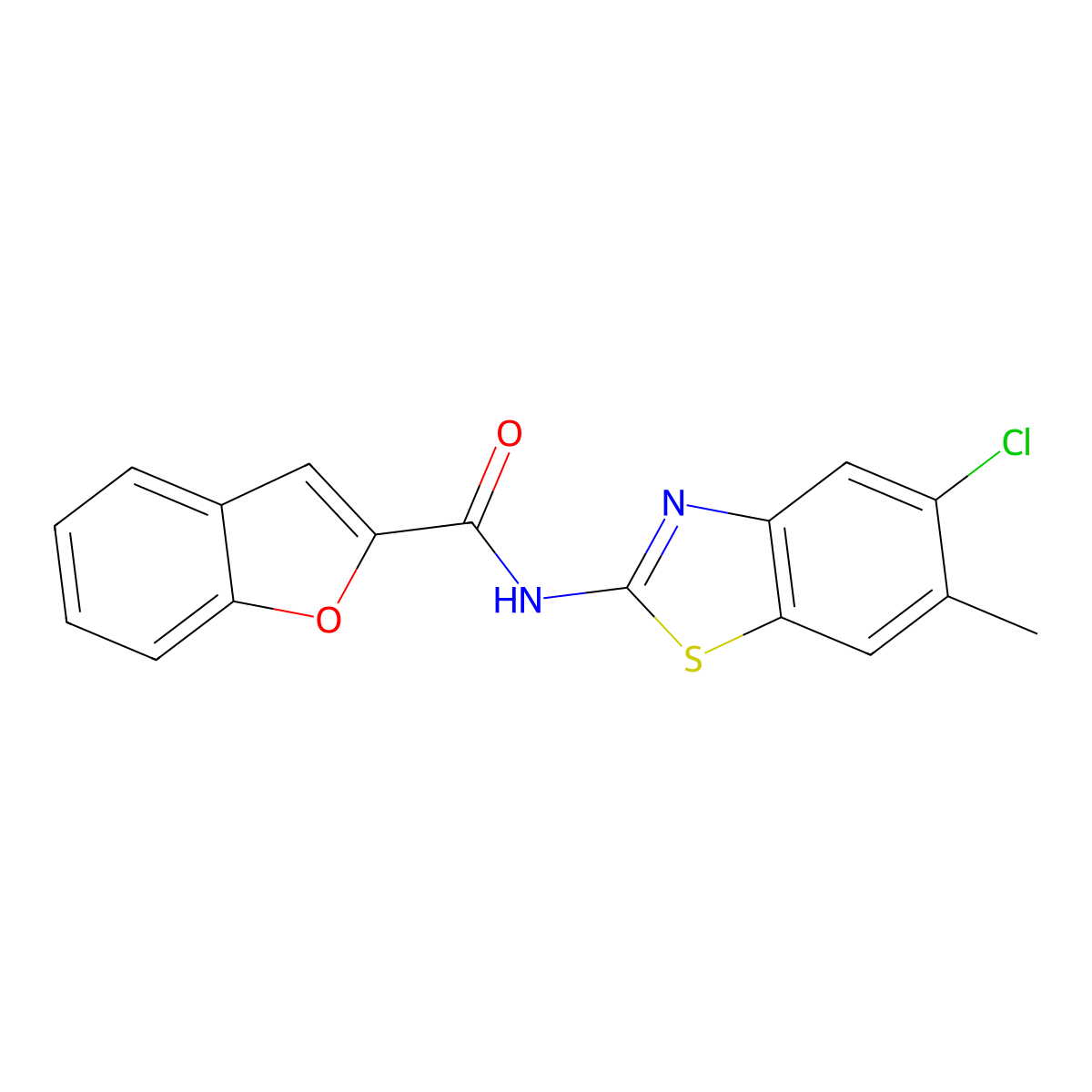 N-(5-chloro-6-methyl-1,3-benzothiazol-2-yl)-1-benzofuran-2-carboxamide molecular structure, CAS 637311-79-6