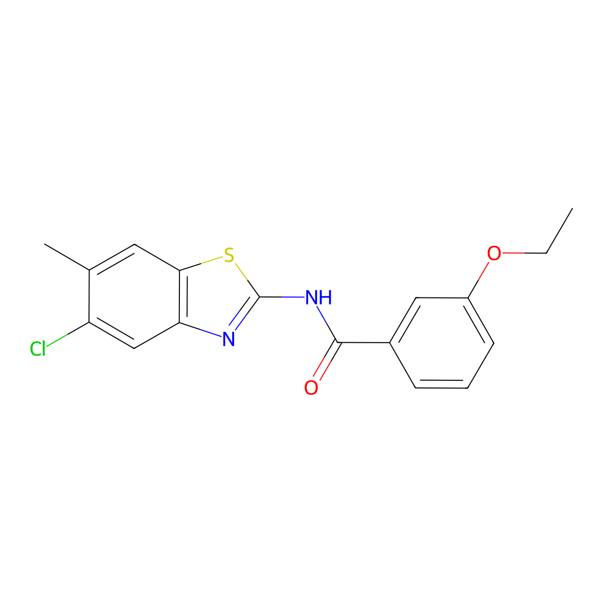 N-(5-chloro-6-methyl-1,3-benzothiazol-2-yl)-3-ethoxybenzamide molecular structure, CAS 637312-37-9