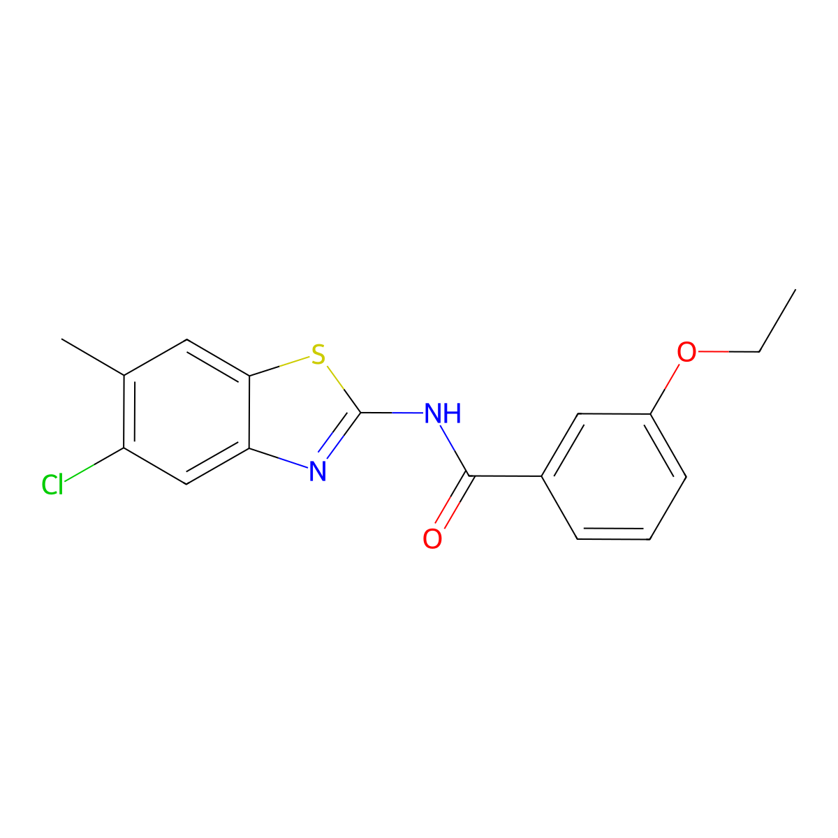 N-(5-chloro-6-methyl-1,3-benzothiazol-2-yl)-3-ethoxybenzamide molecular structure, CAS 637312-37-9
