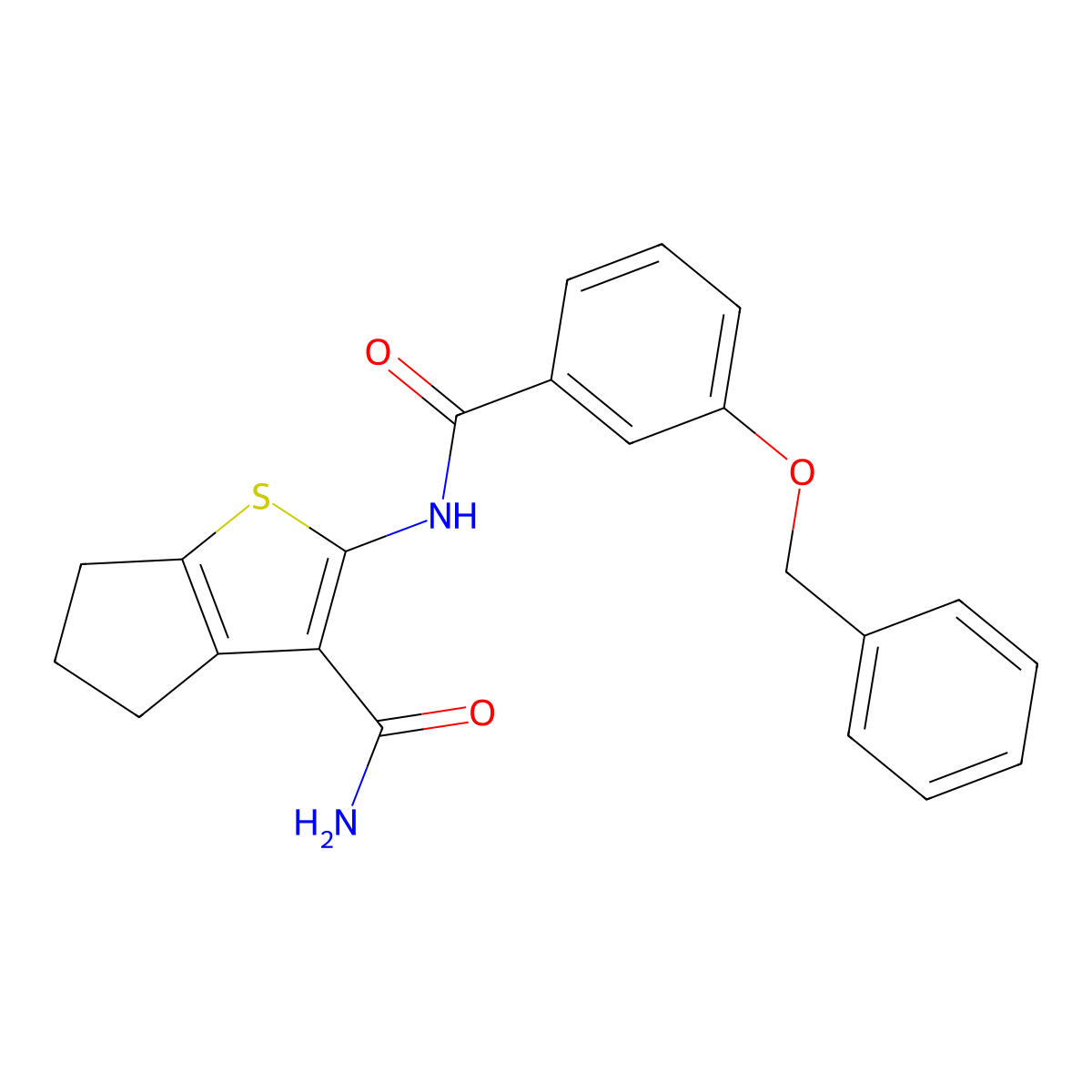 2-[(3-phenylmethoxybenzoyl)amino]-5,6-dihydro-4H-cyclopenta[b]thiophene-3-carboxamide molecular structure, CAS 637312-79-9