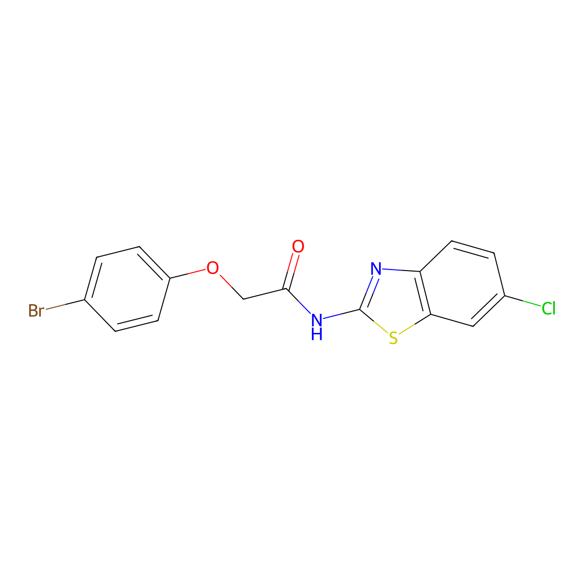 2-(4-bromophenoxy)-N-(6-chloro-1,3-benzothiazol-2-yl)acetamide molecular structure, CAS 637315-15-2