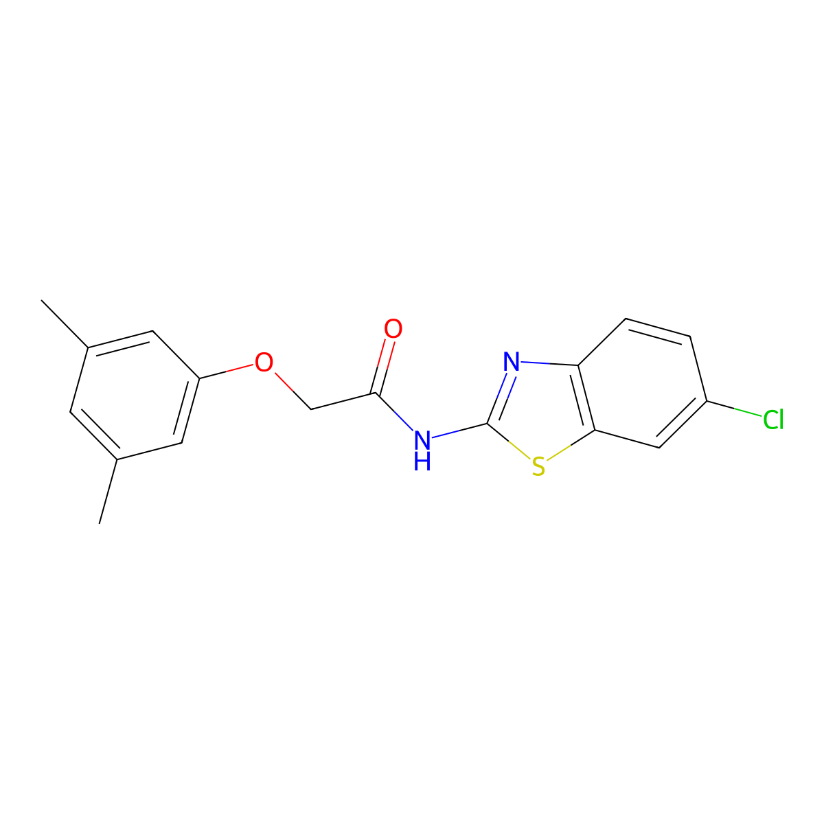 N-(6-chloro-1,3-benzothiazol-2-yl)-2-(3,5-dimethylphenoxy)acetamide molecular structure, CAS 637315-27-6