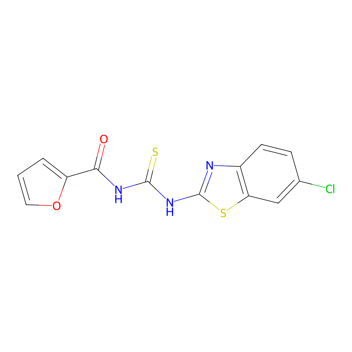 N-[(6-chloro-1,3-benzothiazol-2-yl)carbamothioyl]furan-2-carboxamide molecular structure, CAS 637315-61-8