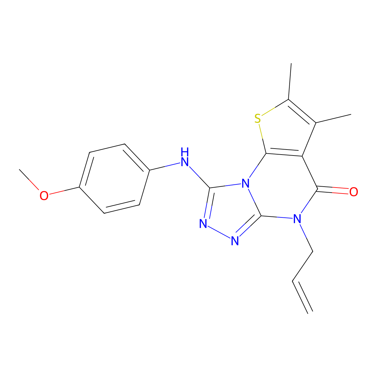 5-allyl-8-[(4-methoxyphenyl)amino]-2,3-dimethylthieno[3,2-e][1,2,4]triazolo[4,3-a]pyrimidin-4(5H)-one molecular structure, CAS 637317-55-6